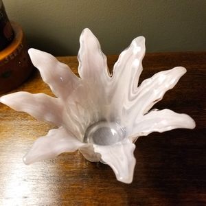 Pink Flower Petal Glass Bowl Candle Holder